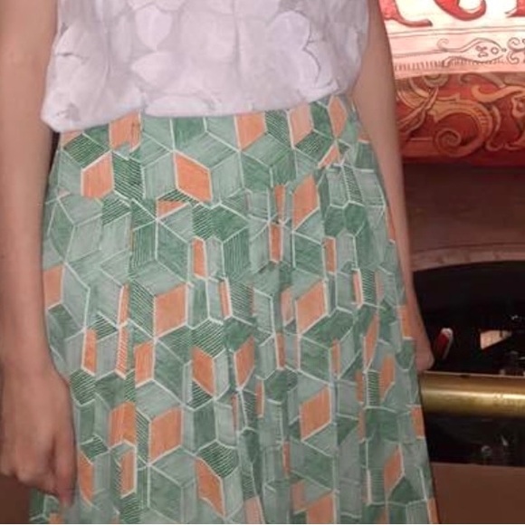Modcloth Retro Green and Orange Skirt Size Medium Aesthetic - Picture 2 of 8